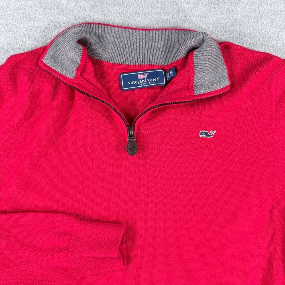 Lot 2 Vineyard Vines Quarter Zip Sweater boys teen XL 18 blue red preppy golf - Picture 9 of 11
